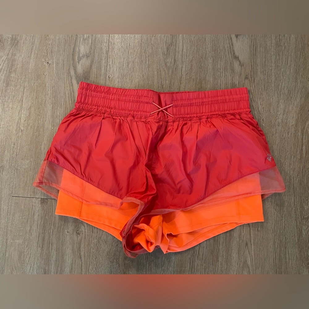 Free People Red and Orange Athletic Layered Shorts